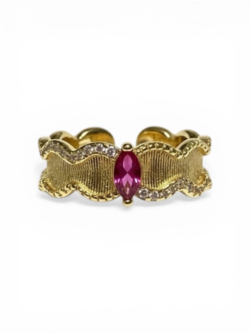 RED GOLD CZ REGAL ADJUSTABLE RING